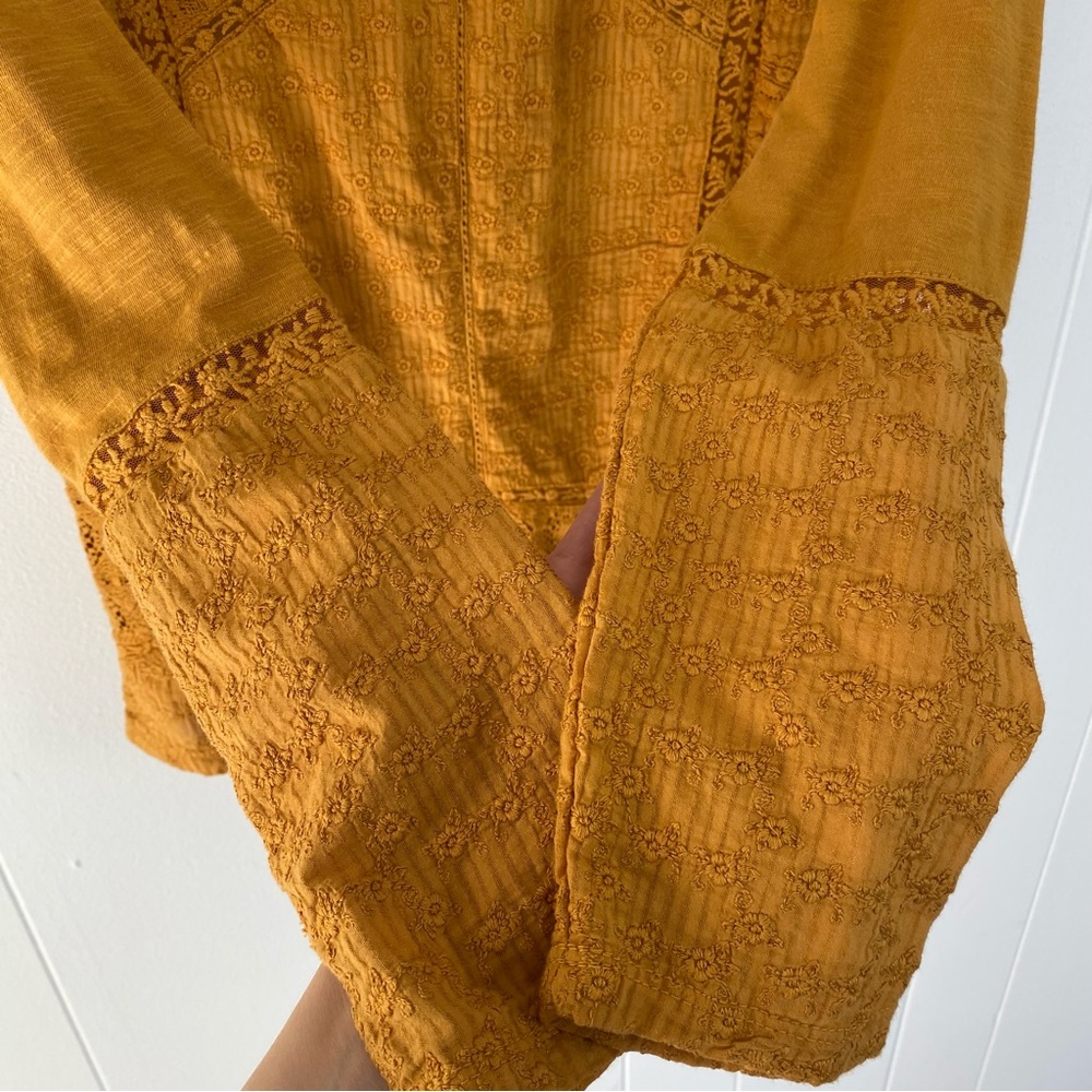 Anthropologie Eze Sur Mer Gold Yellow Piana Eyelet Top 100% Cotton Sz M $78 NWT - Picture 8 of 15